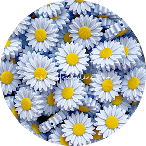 Pastel Blue - 30mm Large Daisy Silicone Beads - 2 beads