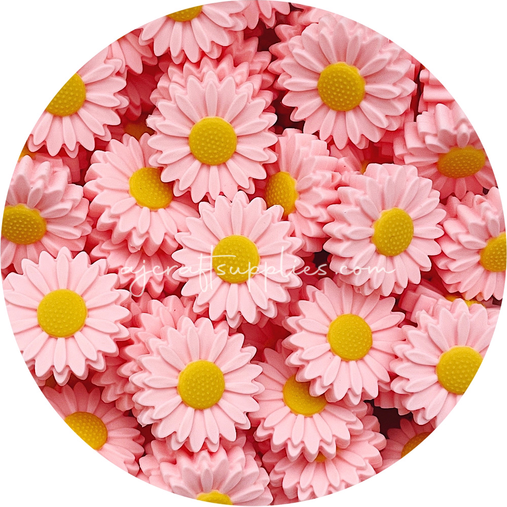 Candy Pink - 30mm Large Daisy Silicone Beads - 2 beads
