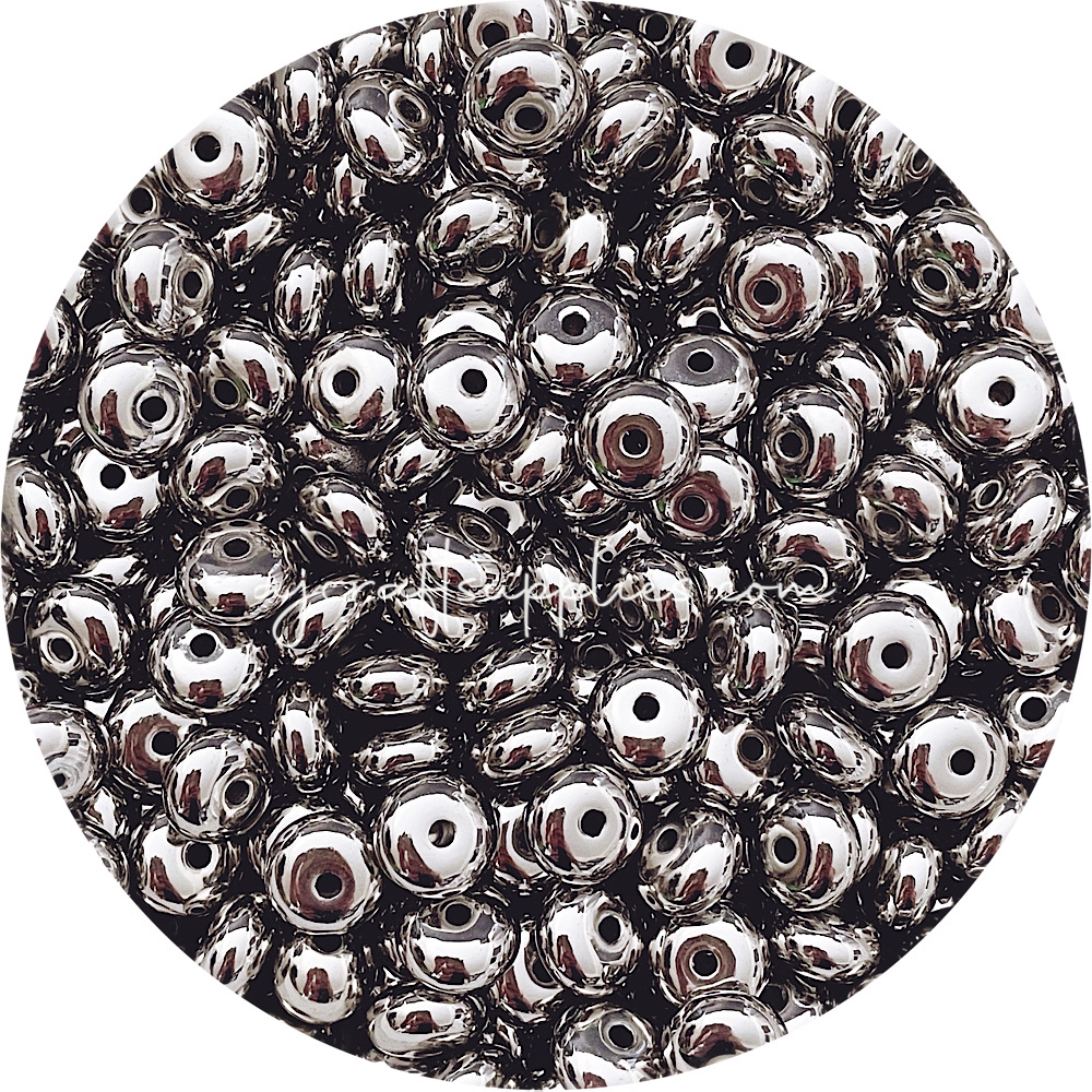 14mm Abacus Acrylic Spacer Beads - Silver - 5 Beads
