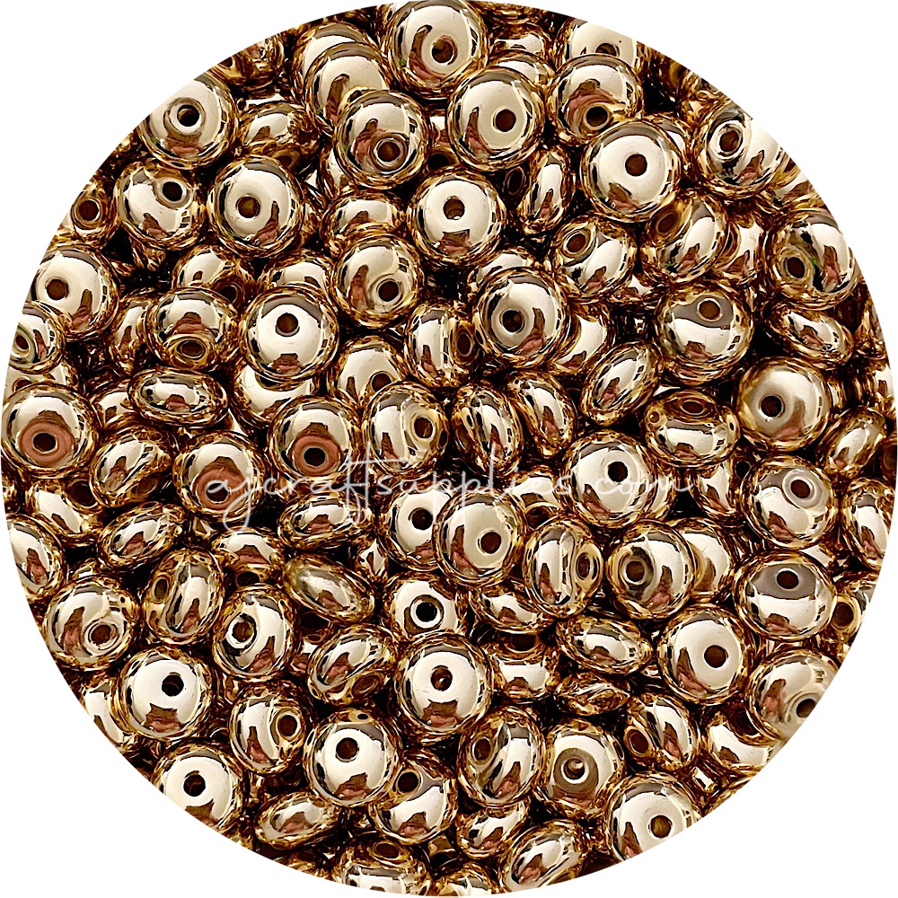 14mm Abacus Acrylic Spacer Beads - Gold - 5 Beads