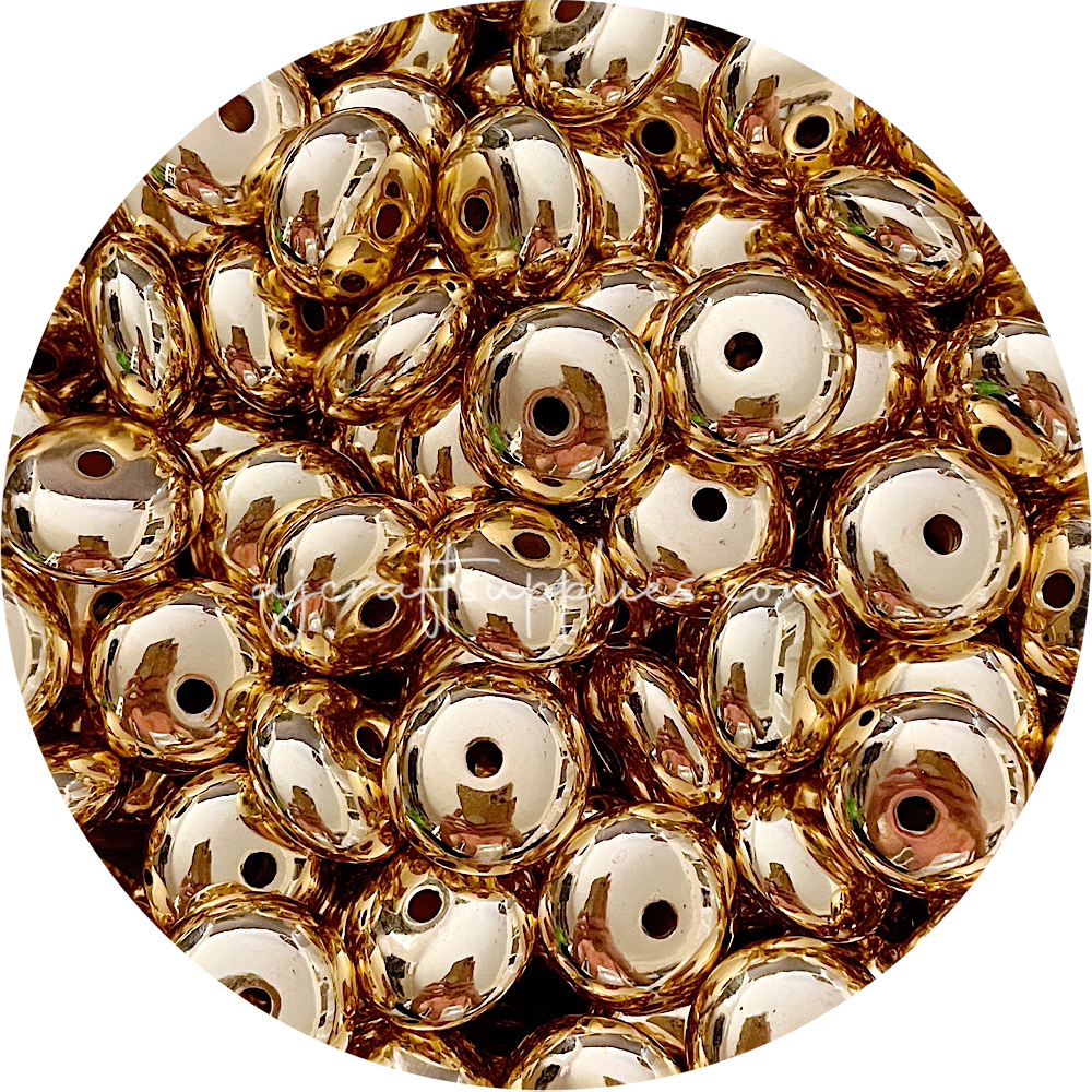 22mm Abacus Acrylic Spacer Beads - Gold - 5 Beads