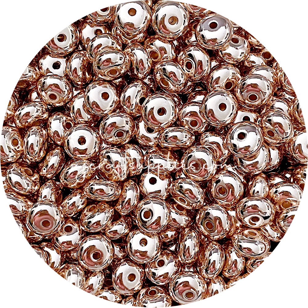 14mm Abacus Acrylic Spacer Beads - Rose Gold - 5 Beads