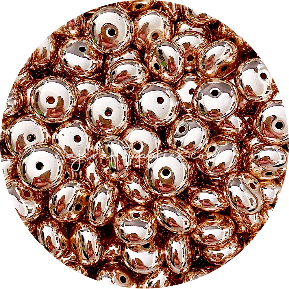 18mm Abacus Acrylic Spacer Beads - Rose Gold - 5 Beads