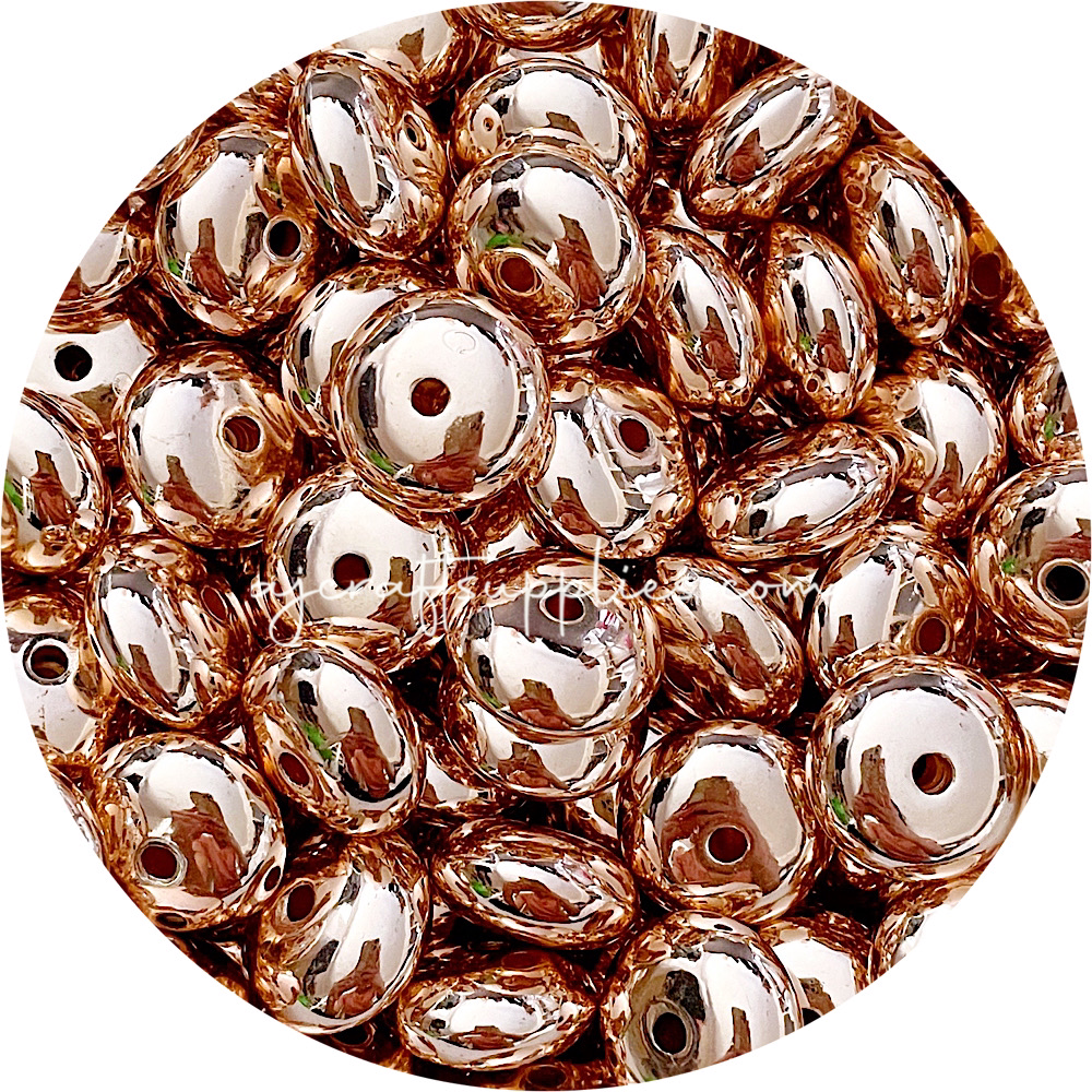 22mm Abacus Acrylic Spacer Beads - Rose Gold - 5 Beads