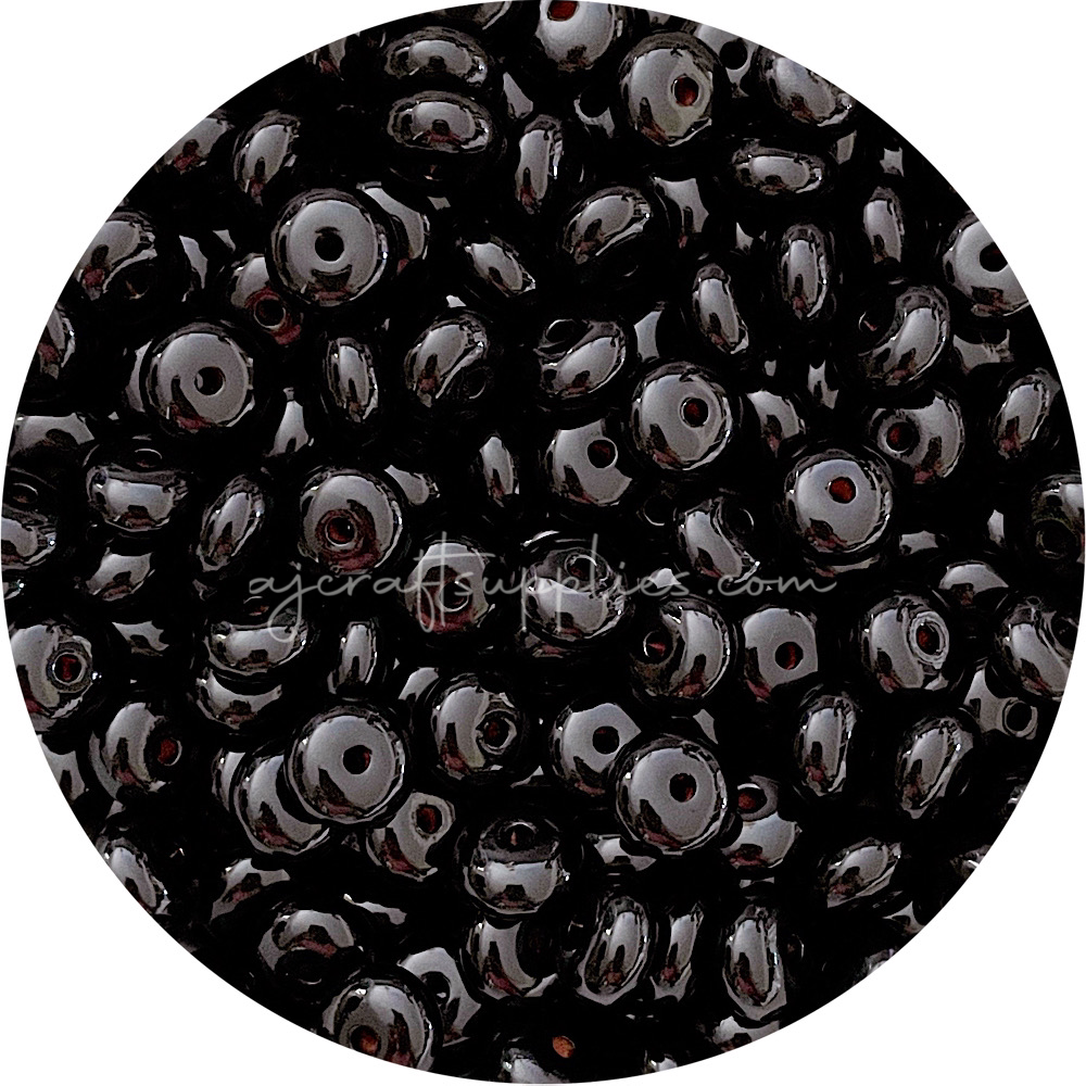 14mm Abacus Acrylic Spacer Beads - Black - 5 Beads