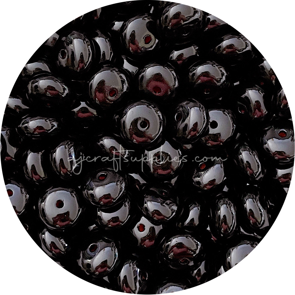 18mm Abacus Acrylic Spacer Beads - Black - 5 Beads