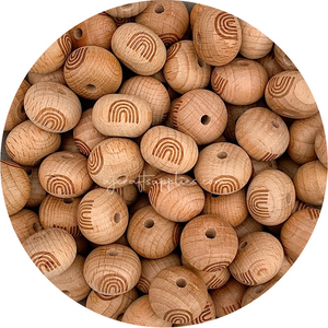 Beech Wood Engraved Beads (RAINBOW ARCH) - CHOOSE A SIZE - 5 beads