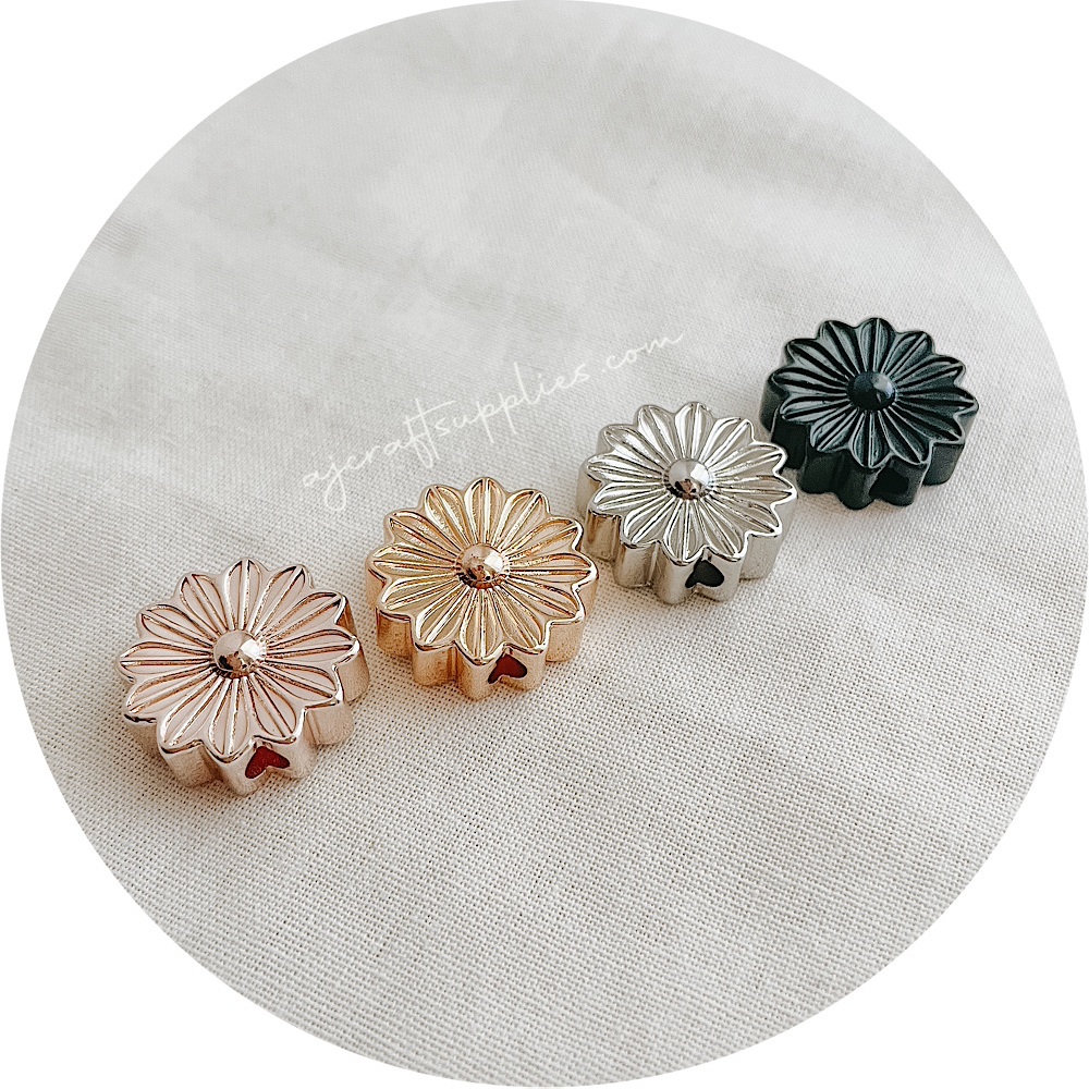 20mm Daisy Metal Beads - CHOOSE YOUR COLOUR - 2 beads