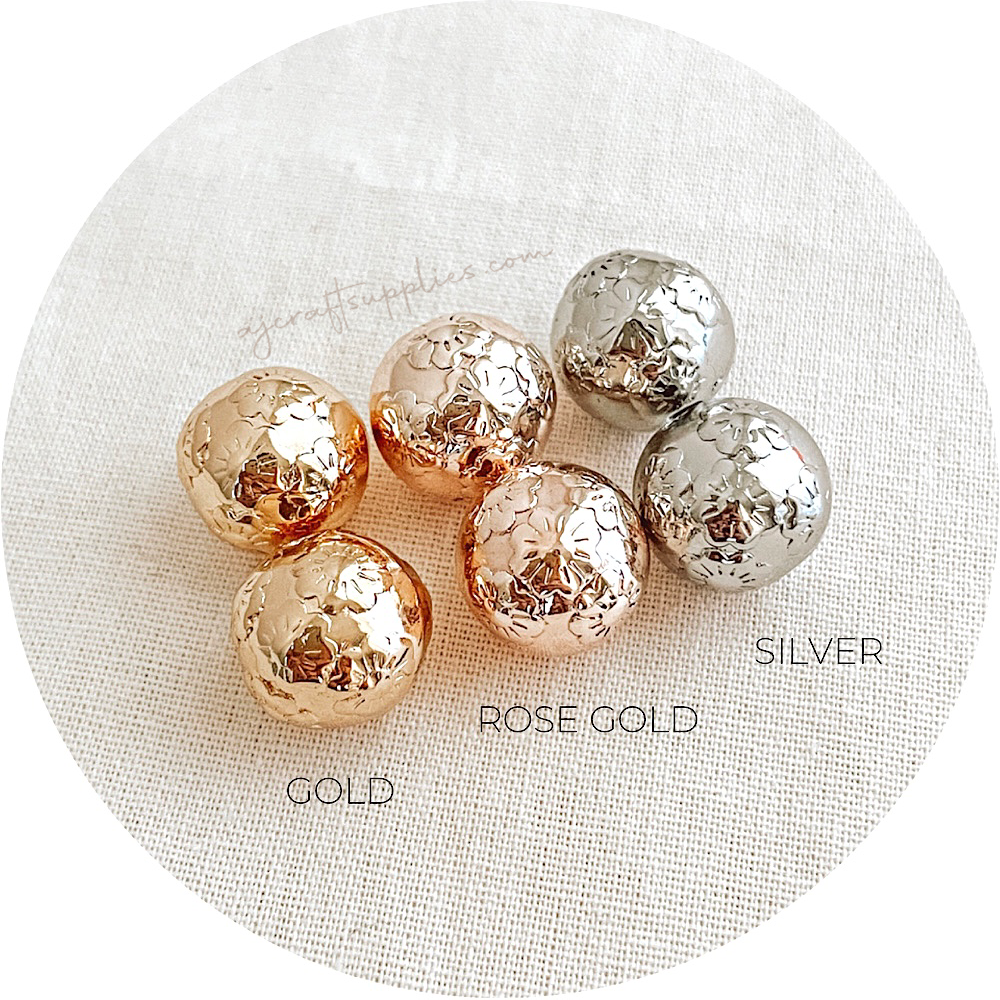 13mm (Floral Embossed) Round Acrylic Beads - CHOOSE YOUR COLOUR - 5 Beads