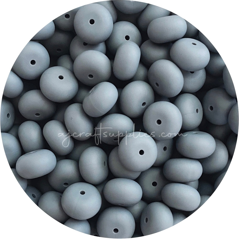 Dark Grey - 19mm Abacus Silicone Beads - 5 Beads