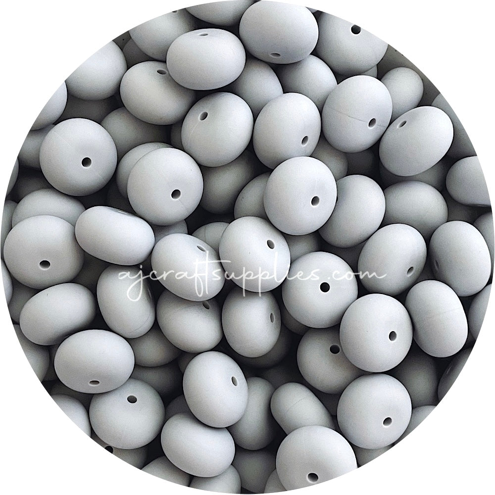 Light Grey - 19mm Abacus Silicone Beads - 5 Beads