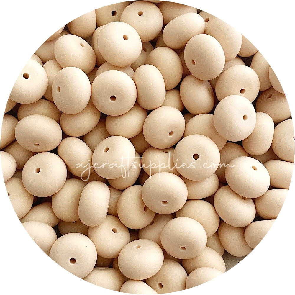 Cream Beige - 19mm Abacus Silicone Beads - 5 Beads