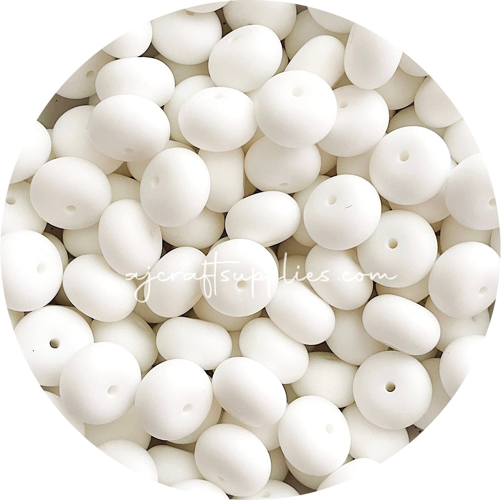 Snow White - 19mm Abacus Silicone Beads - 5 Beads