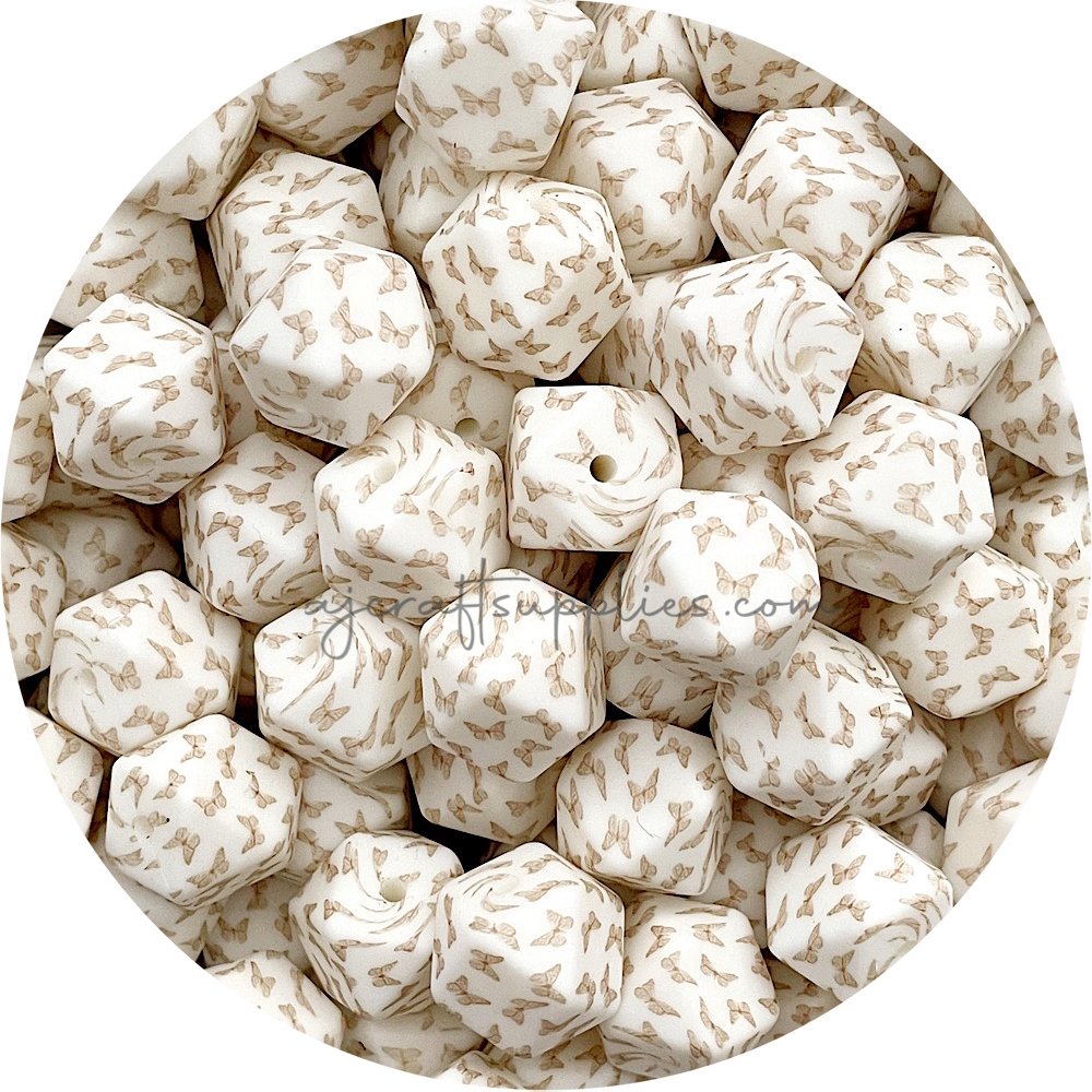 Boho Butterfly - 17mm hexagon silicone beads - 10 Beads