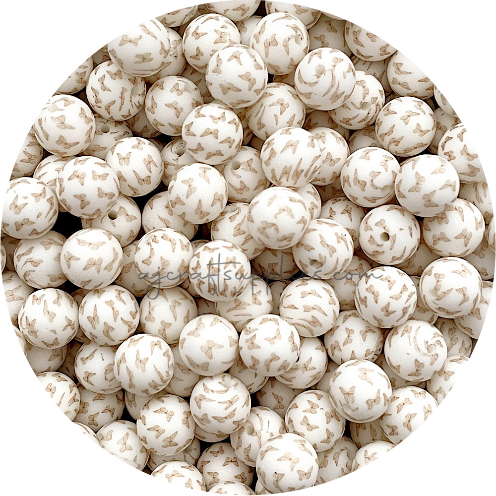 Boho Butterfly - 15mm round silicone beads - 10 Beads