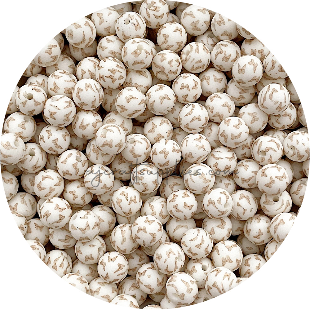 Boho Butterfly - 12mm Round Silicone Beads - 10 beads