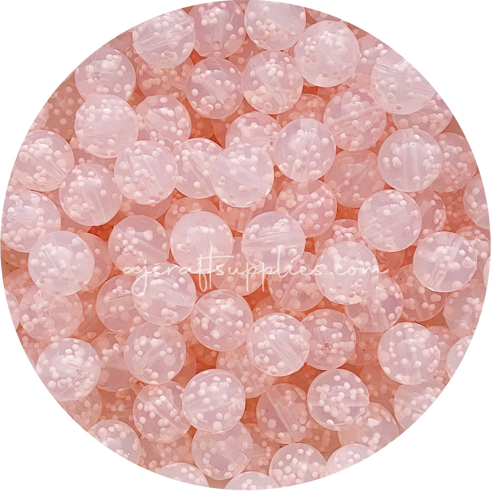 Blush Speckled Clear - 15mm round Silicone Beads - 10 Beads