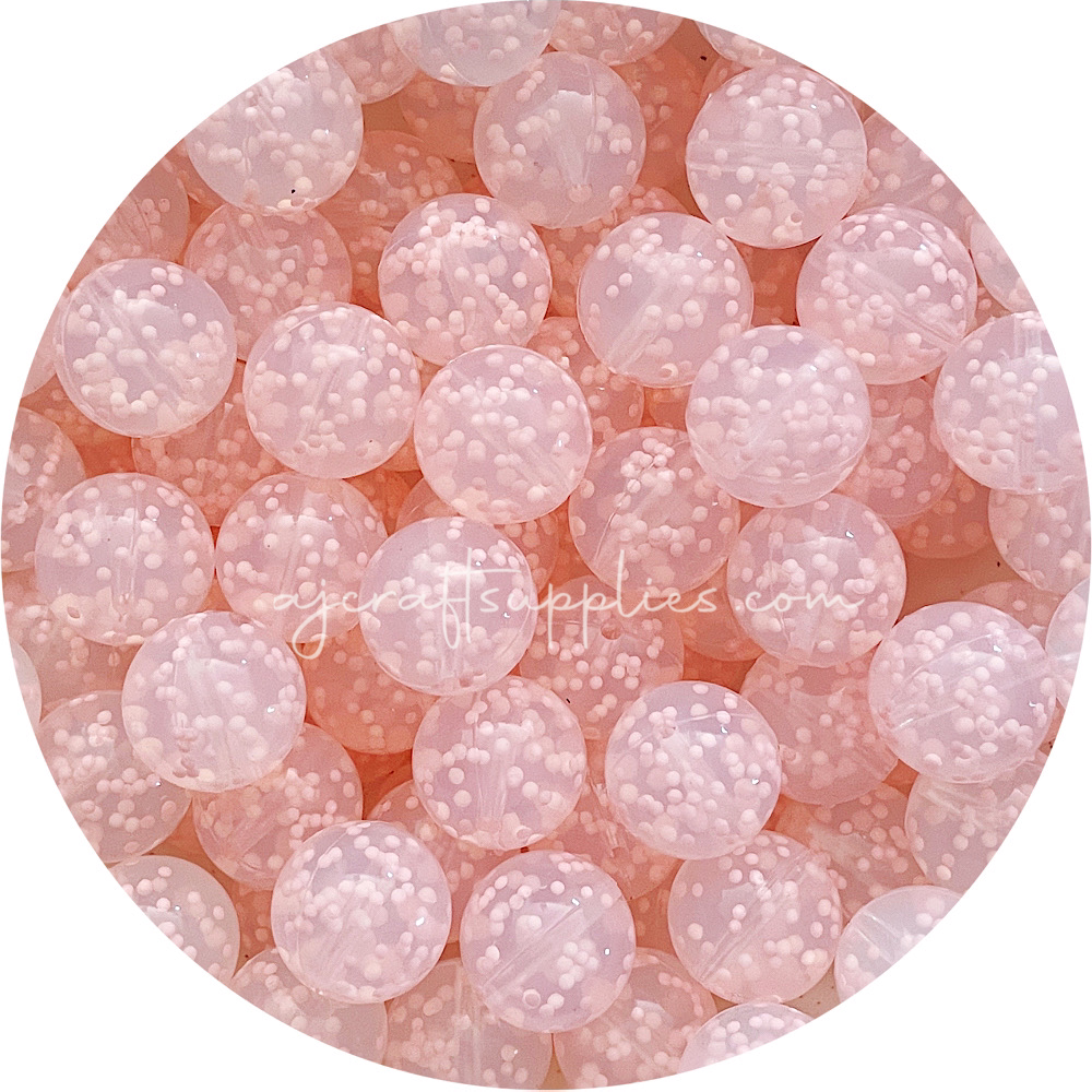 Blush Speckled Clear - 19mm round Silicone Beads - 5 Beads
