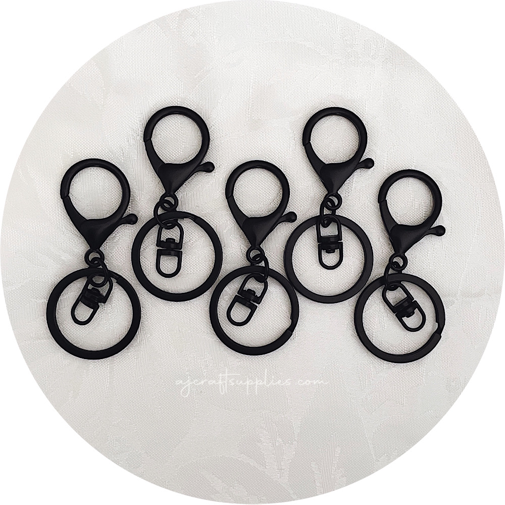 70mm Large Lobster Clasp & Ring - Matte Black (Superior Quality) - 5 Clasps