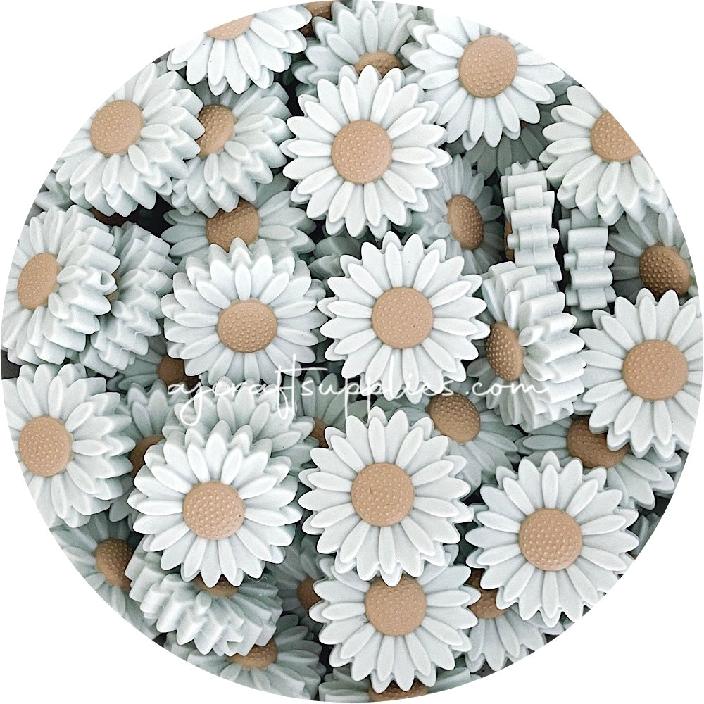 Seabreeze - 30mm Large Daisy Silicone Beads - 2 beads