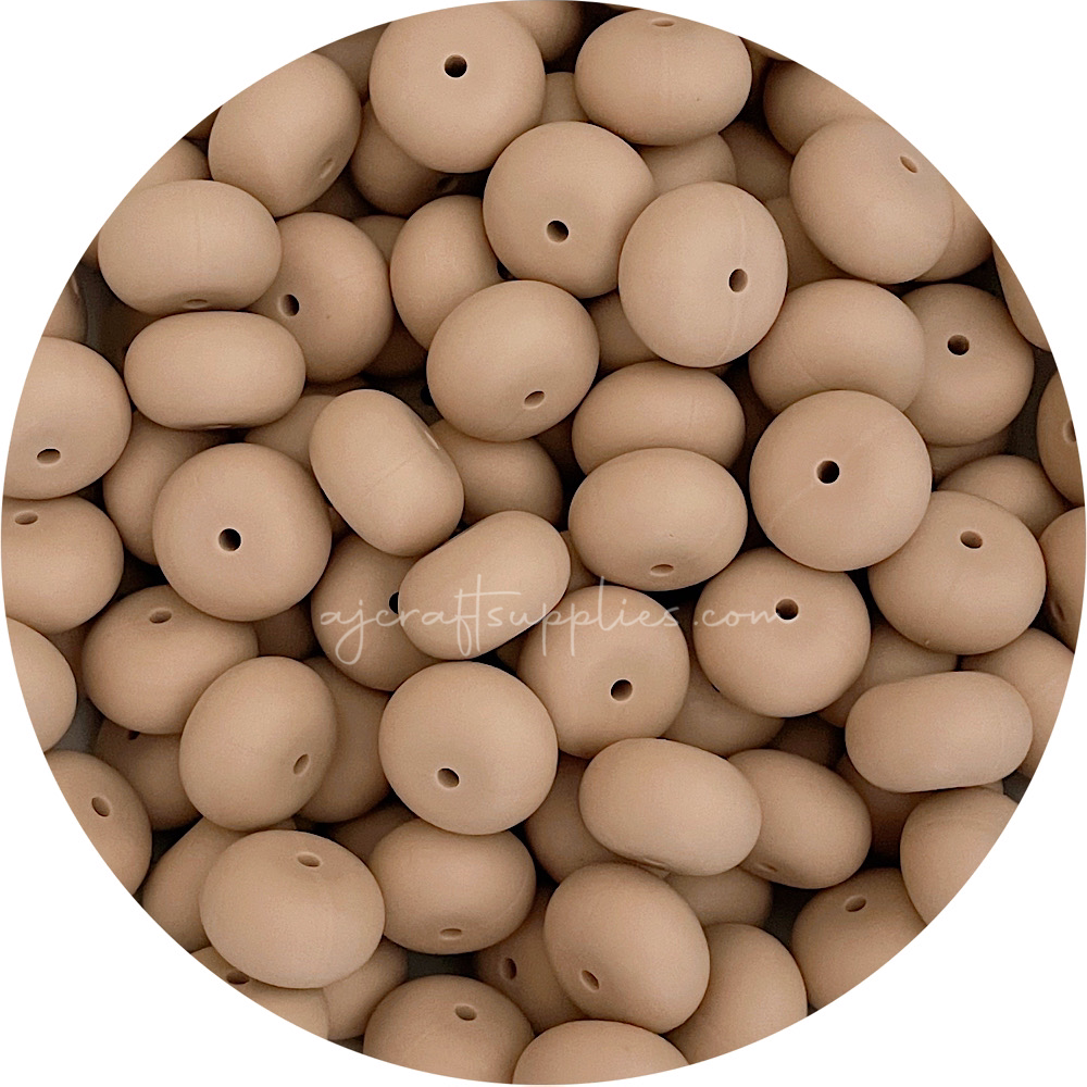 Oatmeal - 19mm Abacus Silicone Beads - 5 Beads