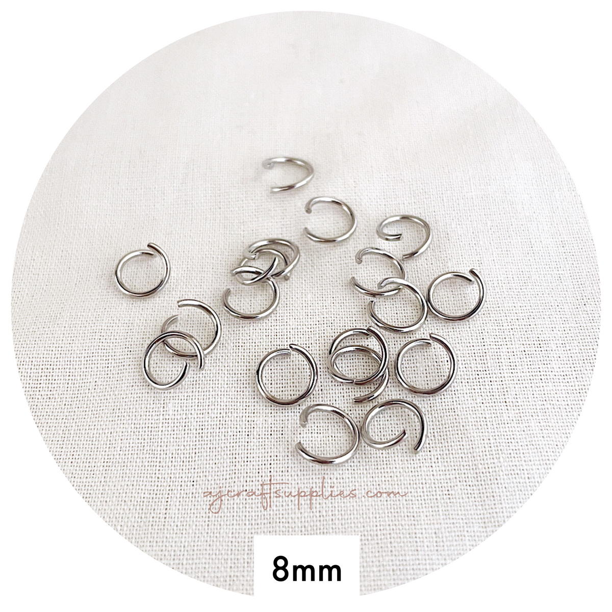 8mm Jump Rings - Stainless Steel - 40 pcs