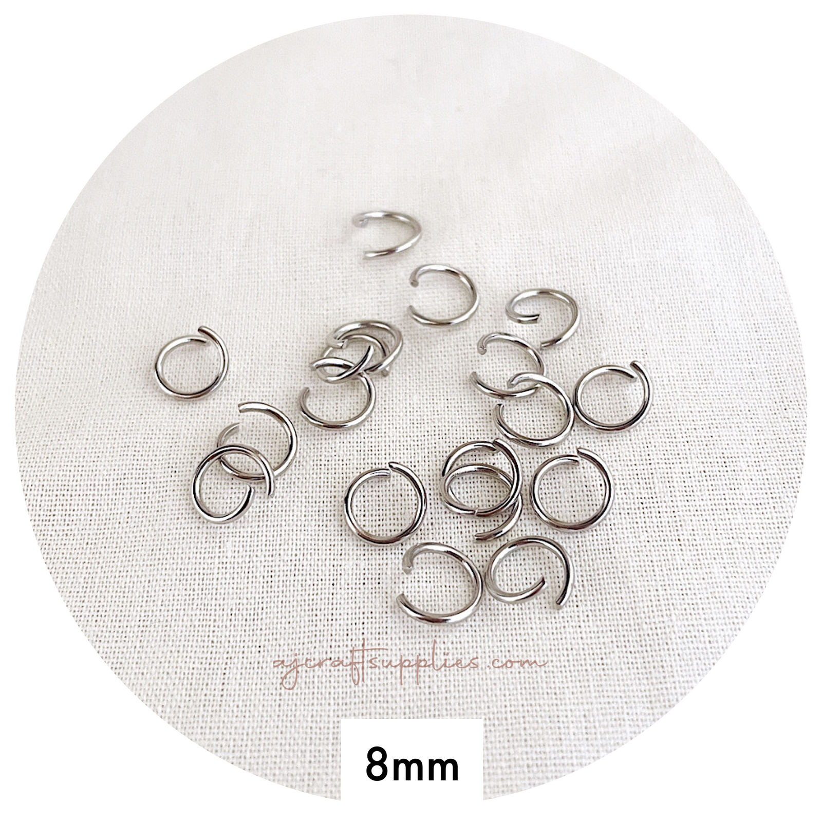 8mm Jump Rings - Stainless Steel - 40 pcs