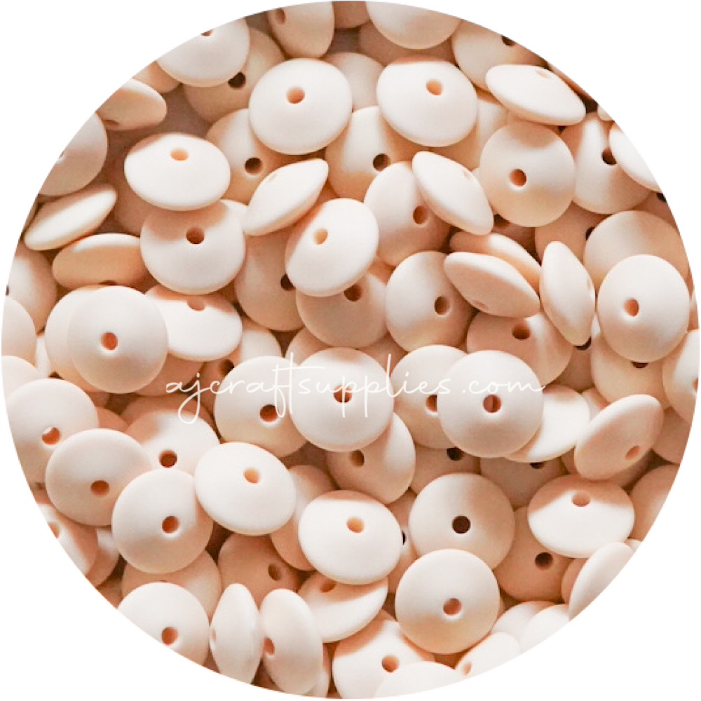 Cream Beige - 15mm Saucer Silicone Beads - Each