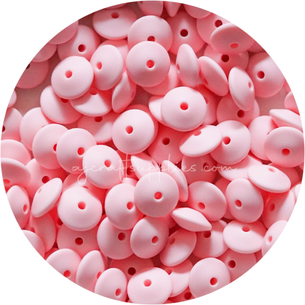 Candy Pink - 15mm Saucer Silicone Beads - Each