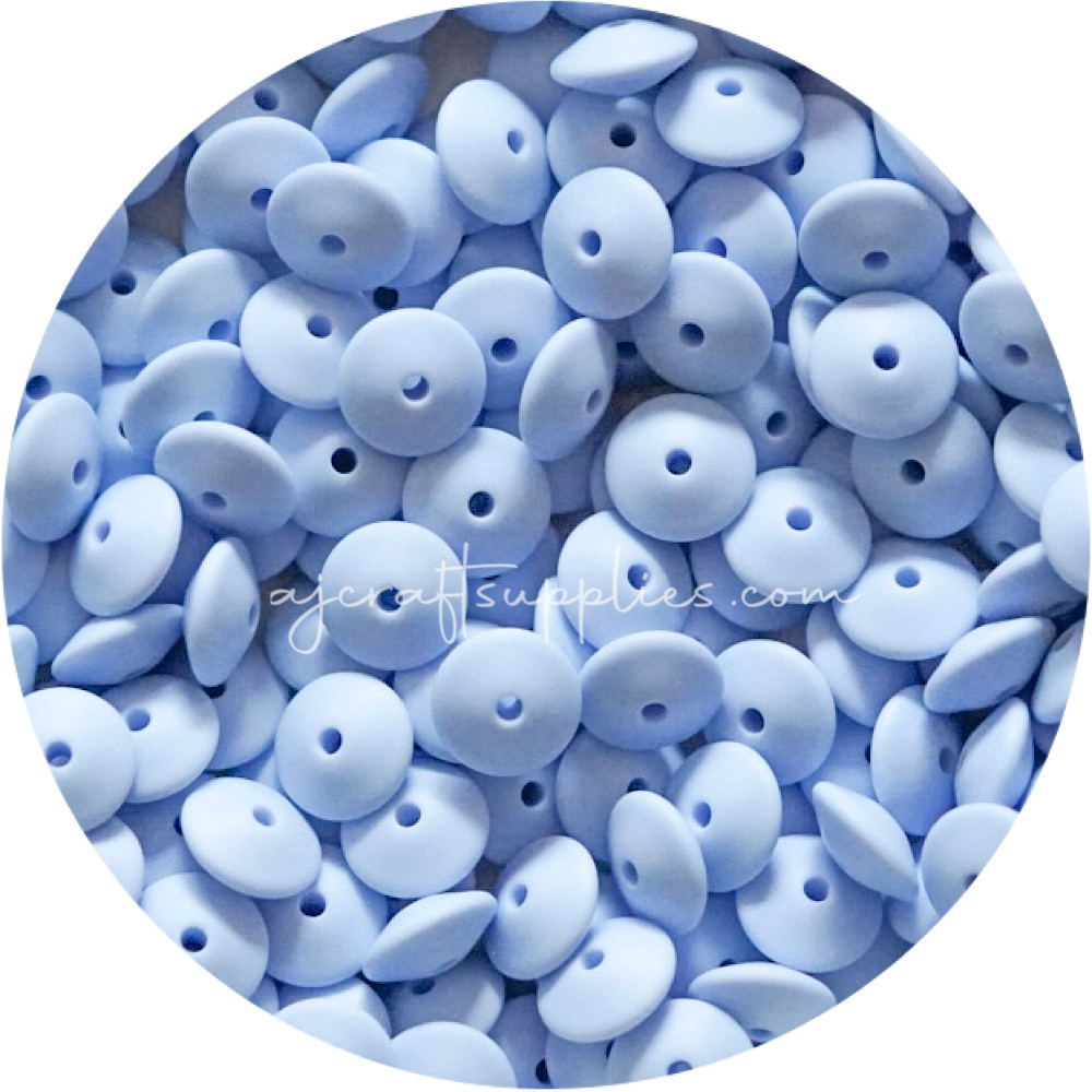 Pastel Blue - 15mm Saucer Silicone Beads - Each