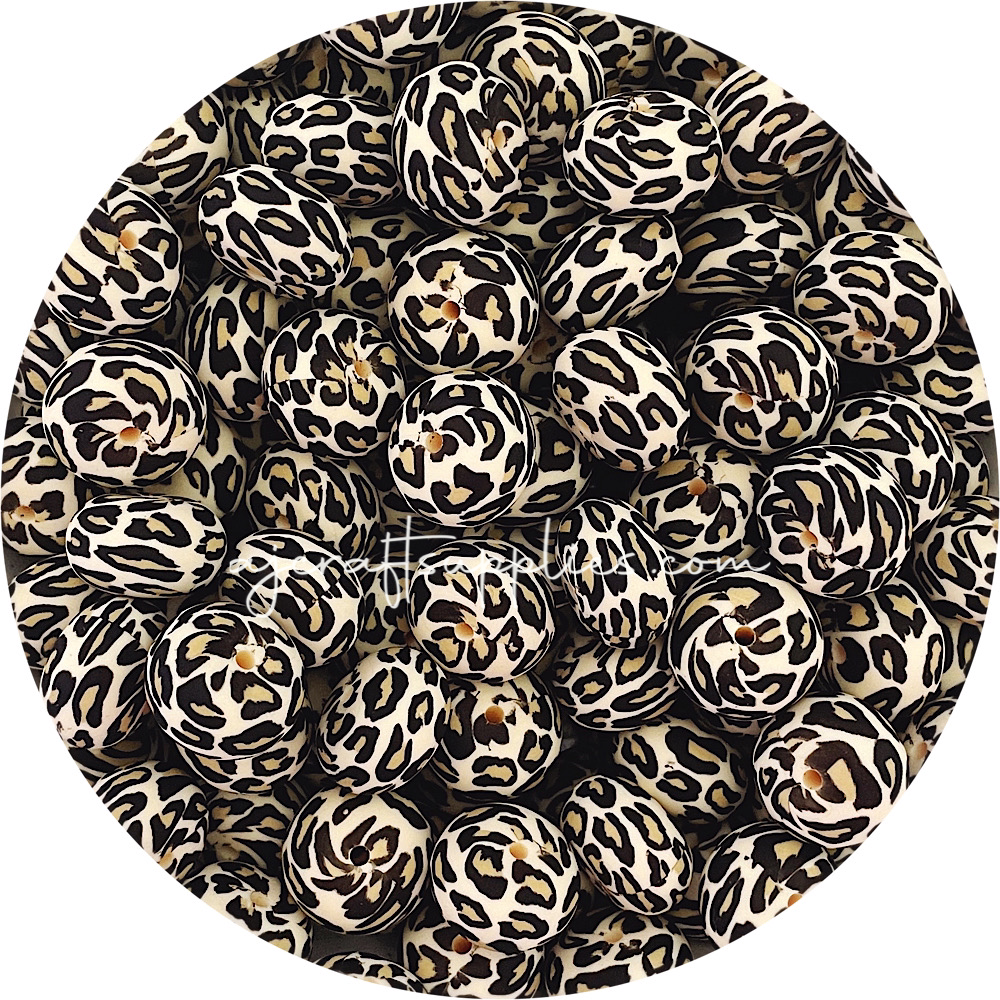 Leopard - 19mm Abacus Silicone Beads - 5 Beads