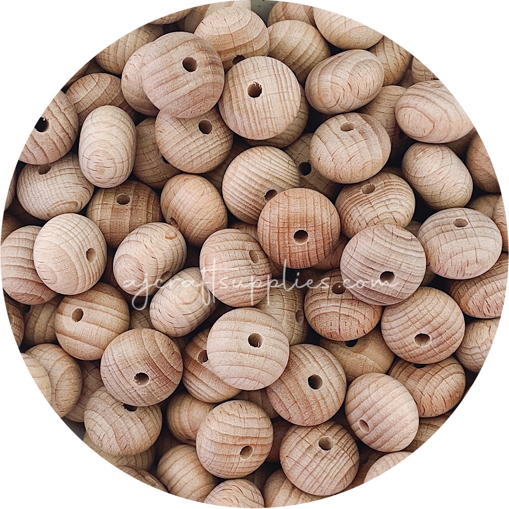 Beech Wood Beads - 19mm Abacus - 5 Beads