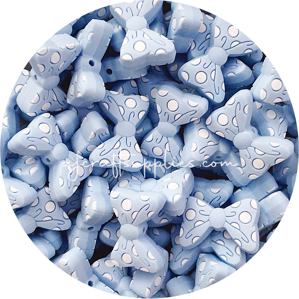 Polka Dot Bow Silicone Beads - CHOOSE YOUR COLOUR - 2 Beads
