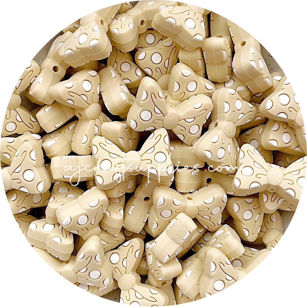 Polka Dot Bow Silicone Beads - CHOOSE YOUR COLOUR - 2 Beads