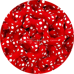 Polka Dot Bow Silicone Beads - CHOOSE YOUR COLOUR - 2 Beads