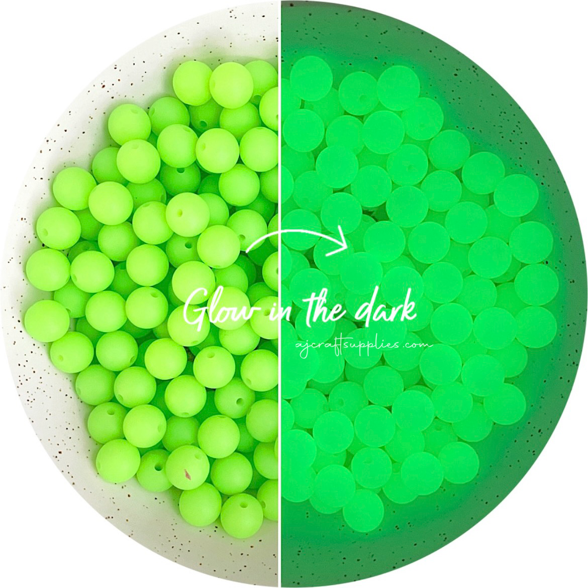 12mm round Glow in the Dark Silicone Beads