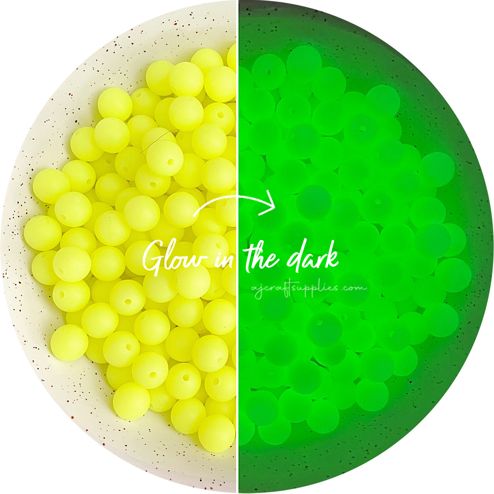 12mm round Glow in the Dark Silicone Beads
