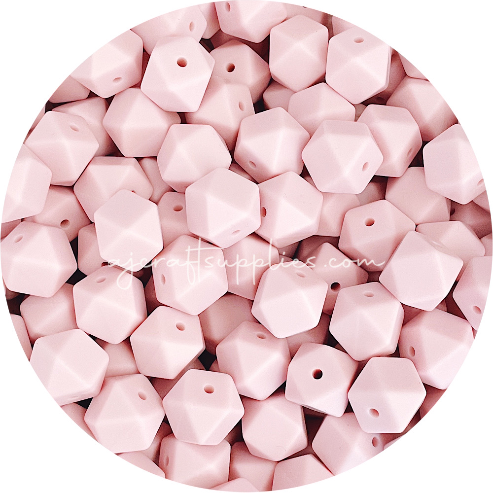 Blush Pink - 14mm Mini Hexagon - 5 beads
