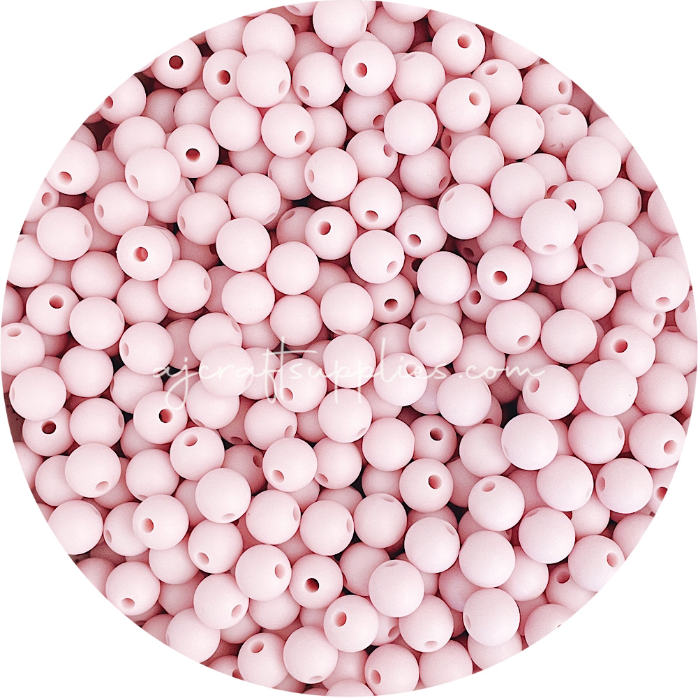 Blush Pink - 9mm Round Silicone Beads - 5 Beads