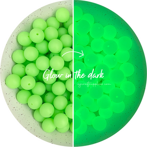 15mm round Glow in the Dark Silicone Beads