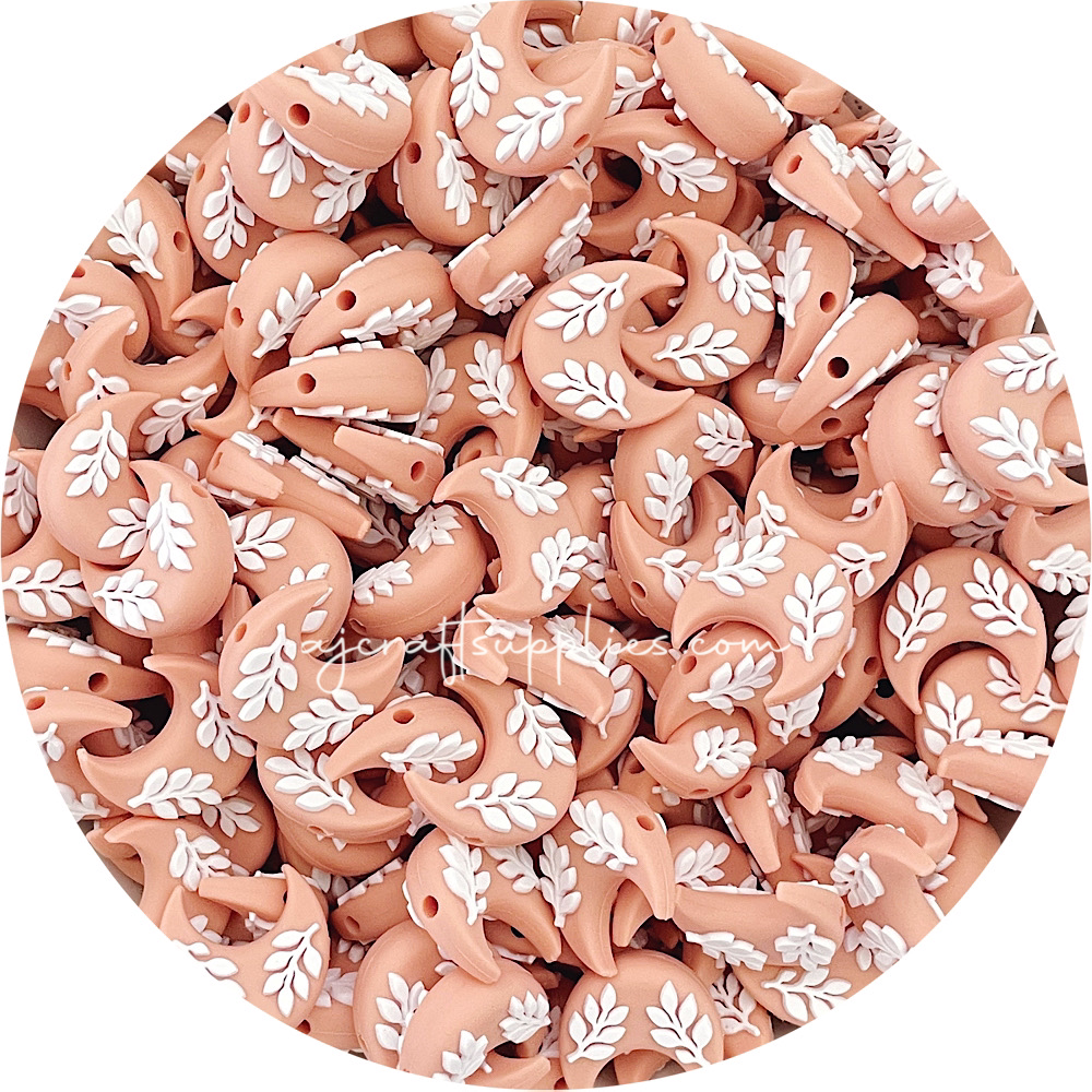 Leaf Crescent Moon Silicone Beads - CHOOSE YOUR COLOUR - 2 beads
