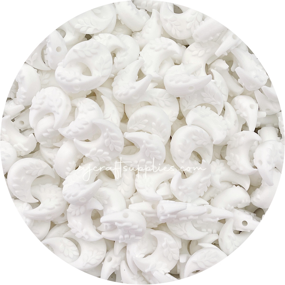 Leaf Crescent Moon Silicone Beads - CHOOSE YOUR COLOUR - 2 beads