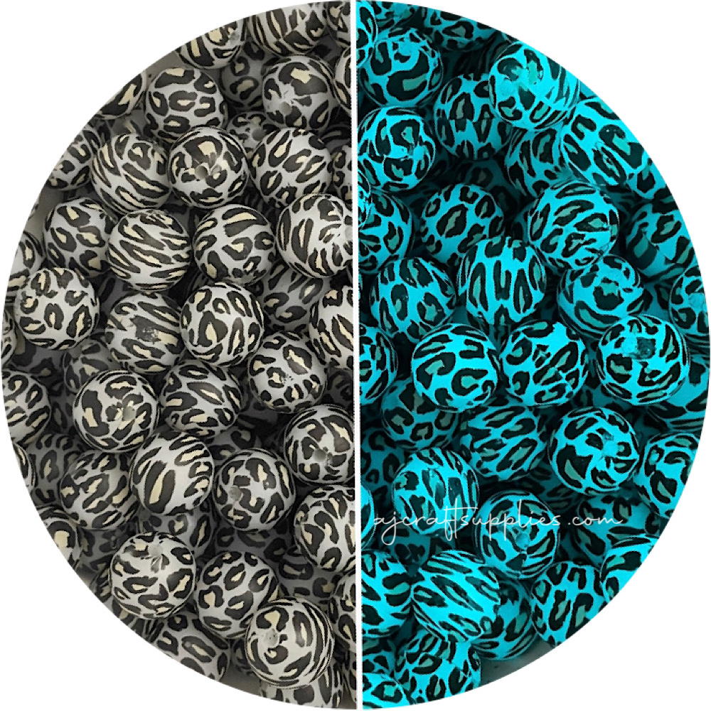 15mm Printed Glow in the Dark Silicone Beads
