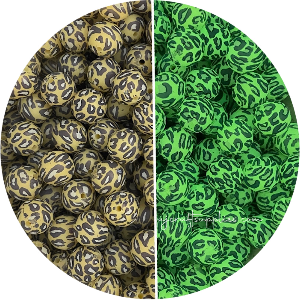 15mm Printed Glow in the Dark Silicone Beads