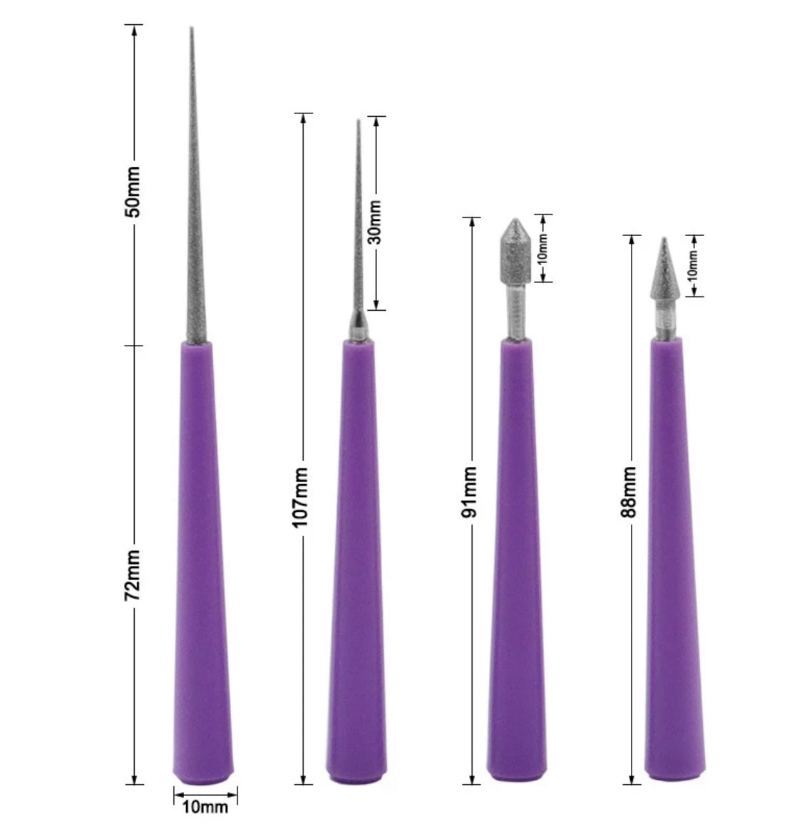 4-piece Bead Reamer Set - Diamond Coated