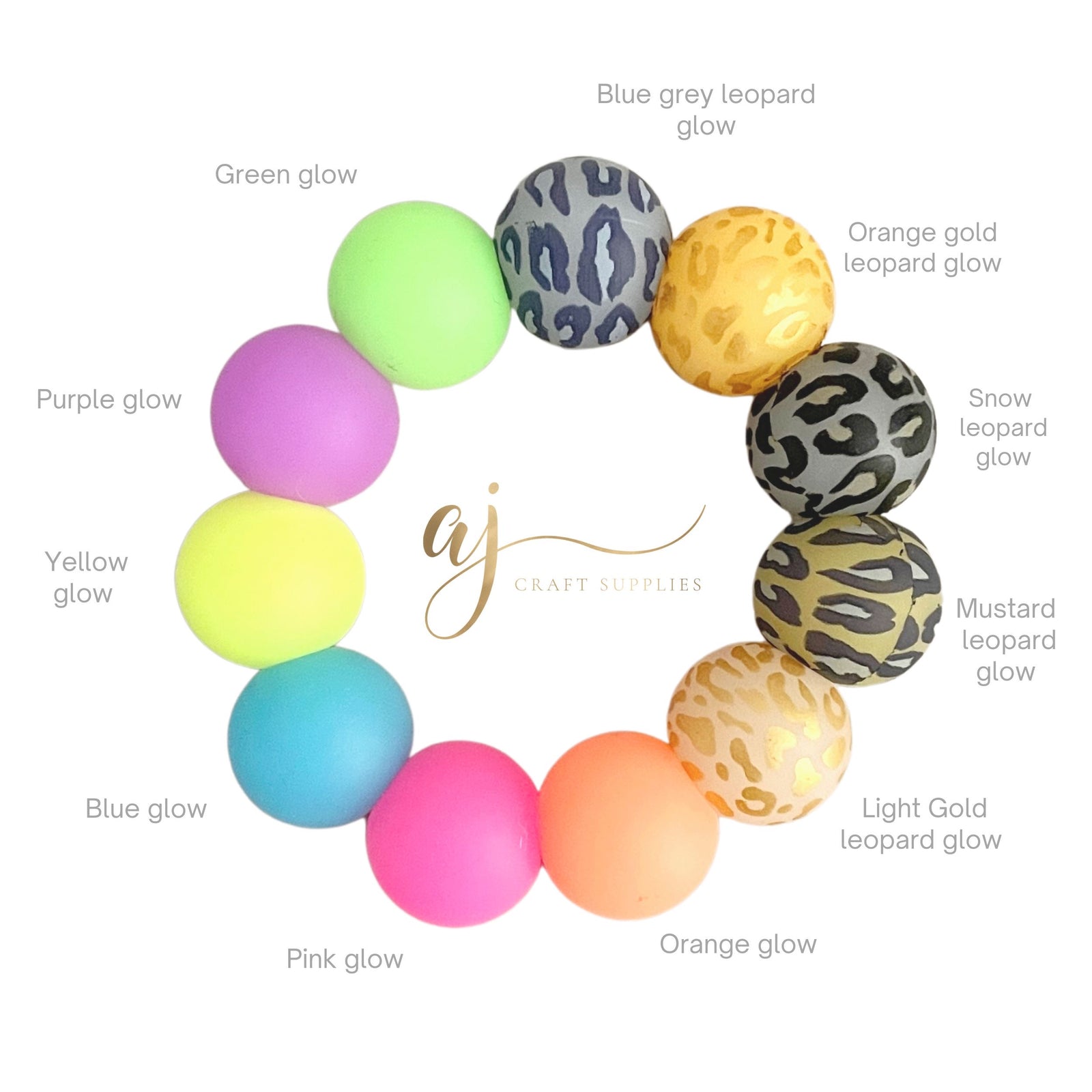 Glow in the Dark Silicone Beads Sample Cord