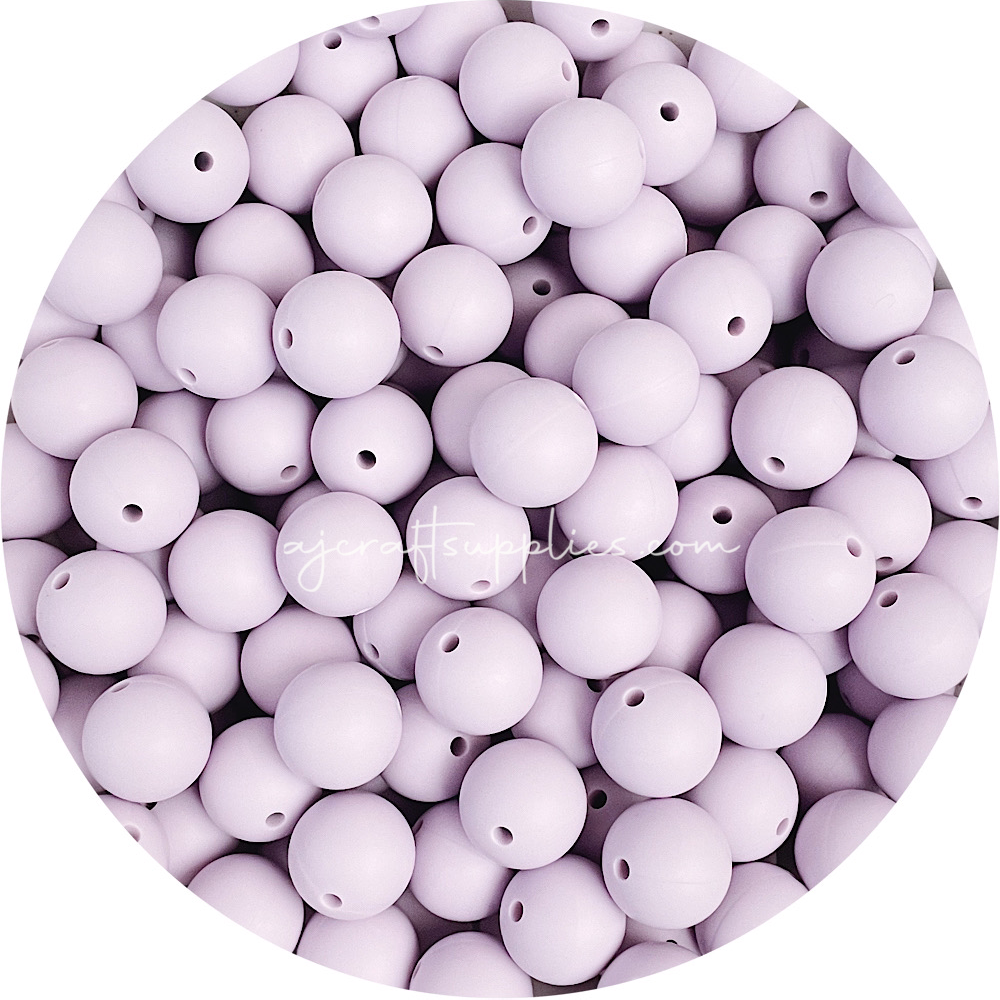 Lilac Purple - 12mm Round Silicone Beads - 10 beads