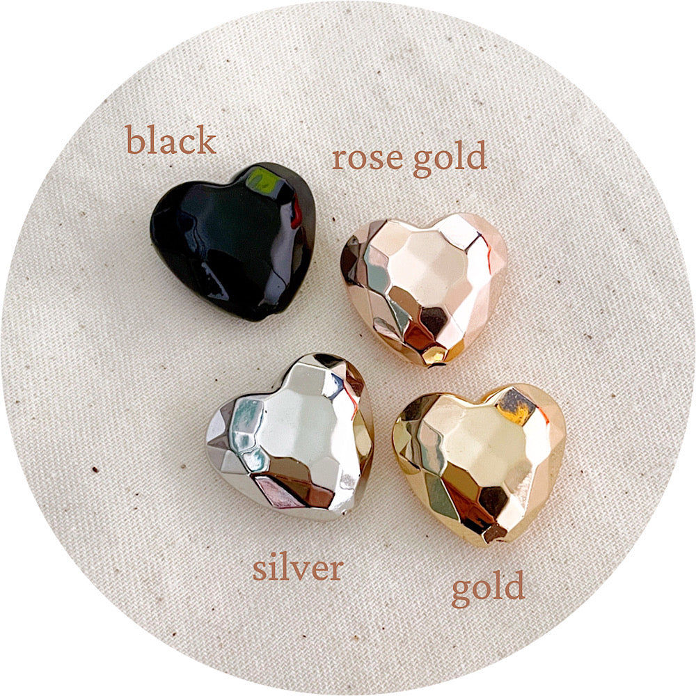 24mm Faceted Puffy Love Heart Acrylic Beads - CHOOSE YOUR COLOUR - 2 Beads