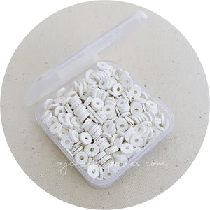 6mm Flat Coin Polymer Clay Spacer Beads - Snow White - 500 Beads / Box
