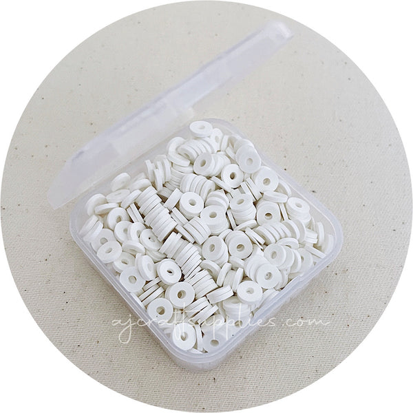 6mm Flat Coin Polymer Clay Spacer Beads - Snow White - 500 Beads / Box - AJ  Craft Supplies